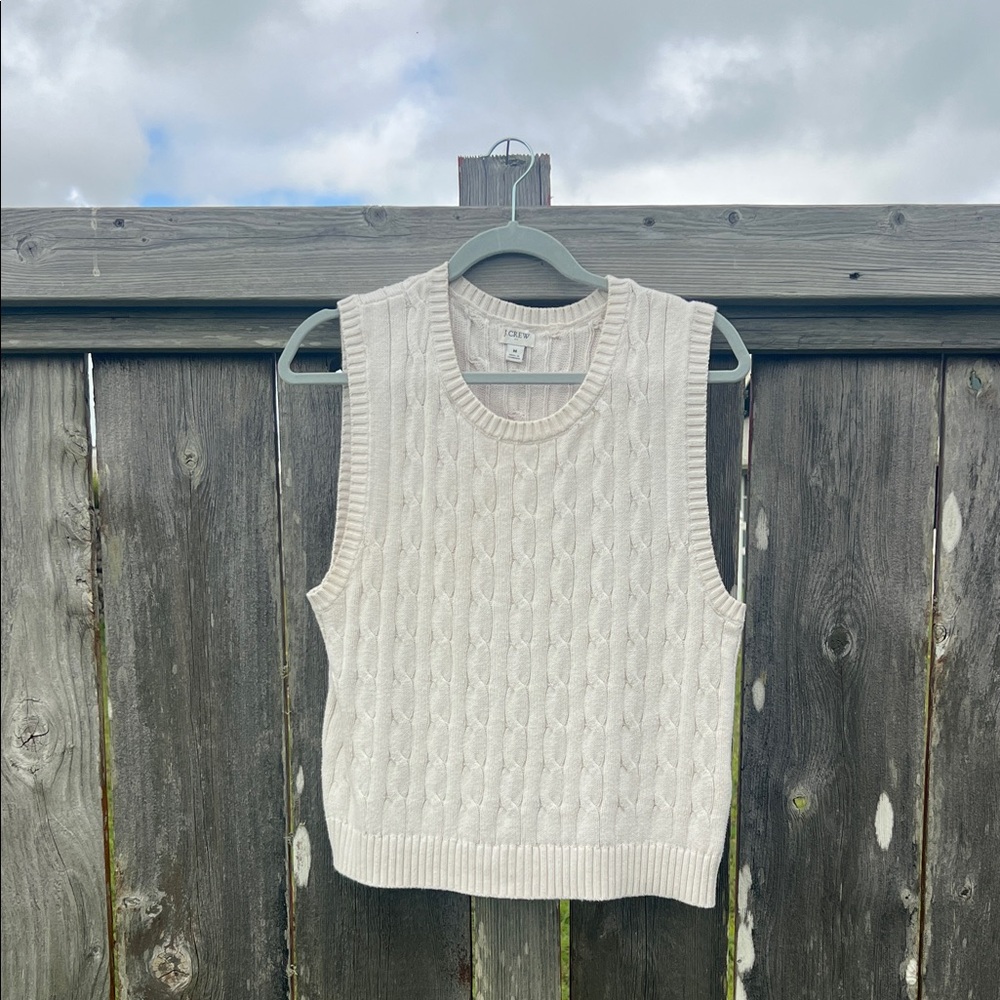 Sleeveless Cable Knit Sweater Vest from J Crew- Cream